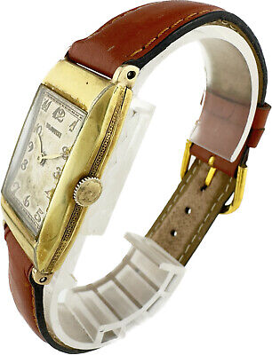 Vintage Tavannes Men's Manual Wristwatch Ref. 064 14k GF Tonneau Illinois Case
