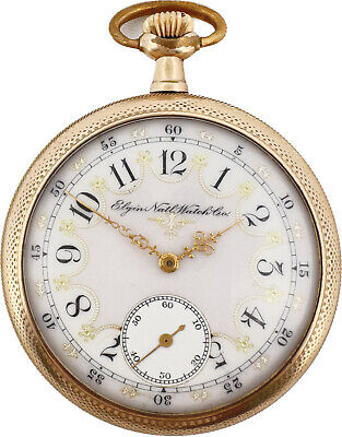 Antique 16S Elgin 15 Jewel Pocket Watch Grade 158 Gold Filled w Multicolor Dial