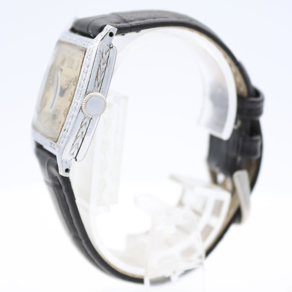 Vintage Nassau Art Deco Tank Men's Mechanical Wristwatch 3.C2 Chrome Plated