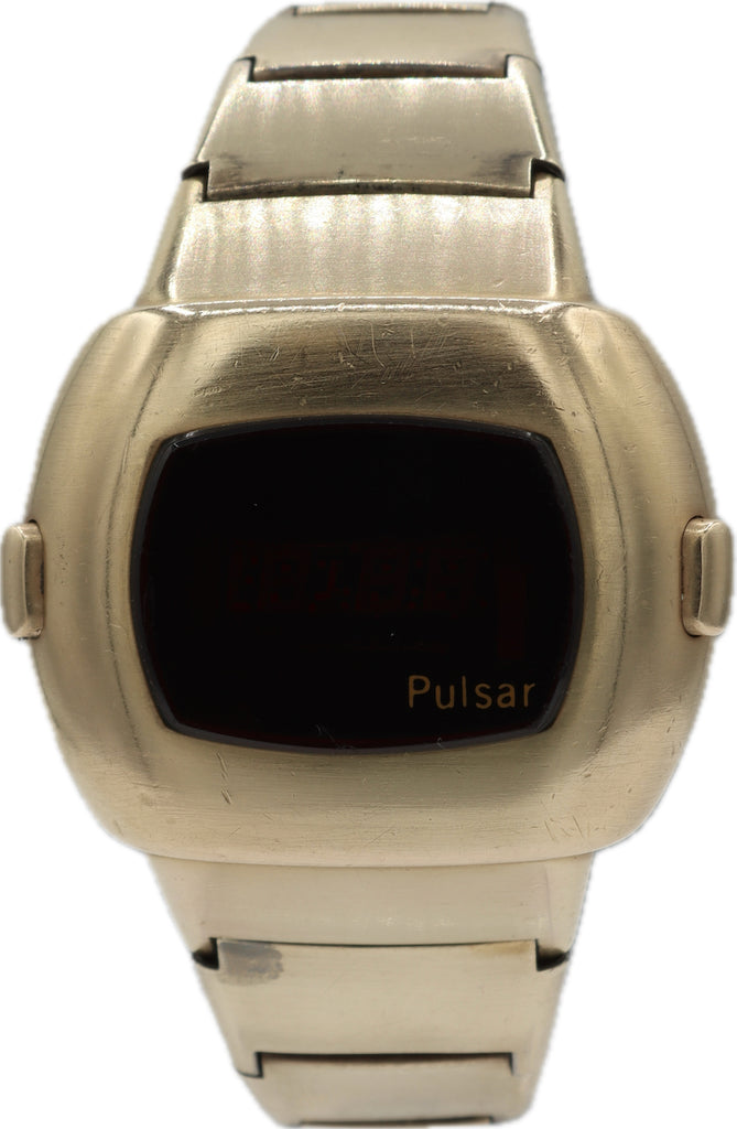 Vintage 41mm Pulsar P3 Men's Digital LED Wristwatch Japan 14k Gold Filled