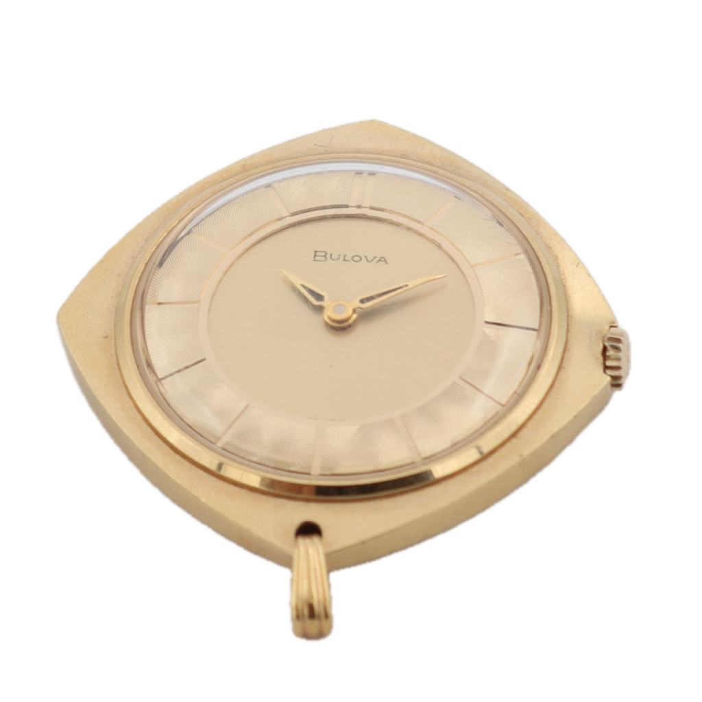 Vintage 0s Bulova Linen Bezel 17 J Mechanical Pendant Watch 11 ALL Gold Plated
