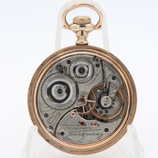 Antique 1922 Illinois 21j Railroad Pocket Watch Bunn Special 25 Year GF USA
