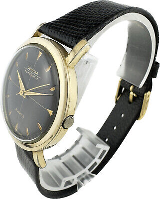 Vintage Certina 21 Jewel Men's Automatic Wristwatch 25-45 w Black Crosshair Dial