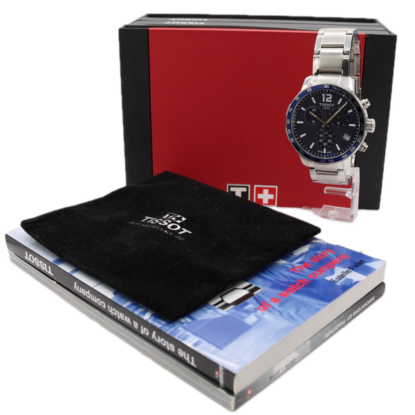 42mm Tissot Quickster Blue Men's Quartz Chronograph Wristwatch Steel With Box