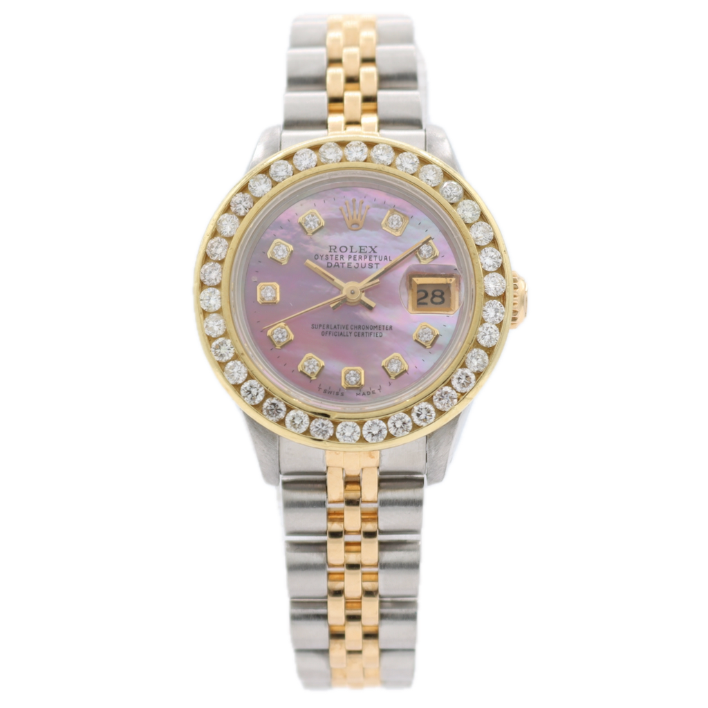 Rolex 69173 Datejust Ladies Automatic Wristwatch 18kGold Aftermarket Dial Bezel