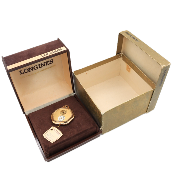 Vintage 41mm Longines 16402 Dual Time Mechanical Pocket Watch Two 15L's w/ Box