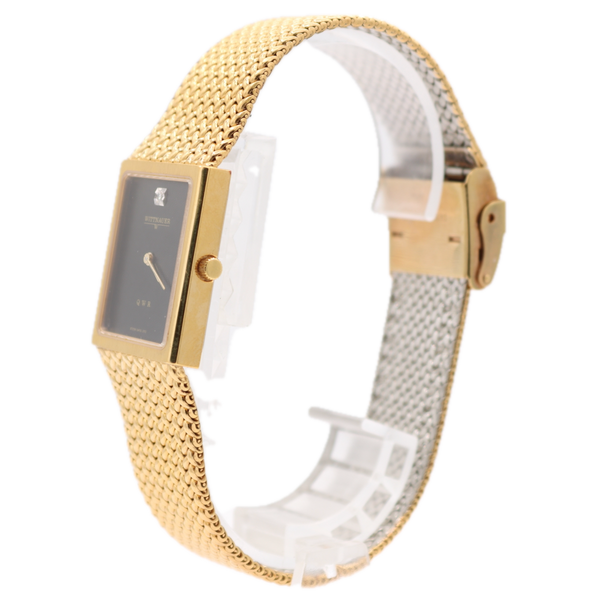 22.5mm Wittnauer 9782 Tank Style Men's Quartz Wristwatch Gold Tone Diamond 12