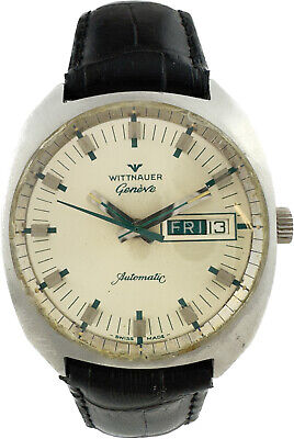 Vintage Wittnauer Men's Automatic Wristwatch D11KAS-2 Steel w Teal Indices Rare
