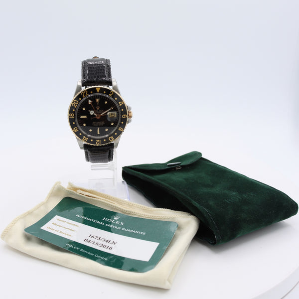 Vintage 1978 Rolex 1675 GMT Master Men's Automatic Wristwatch Steel & Gold