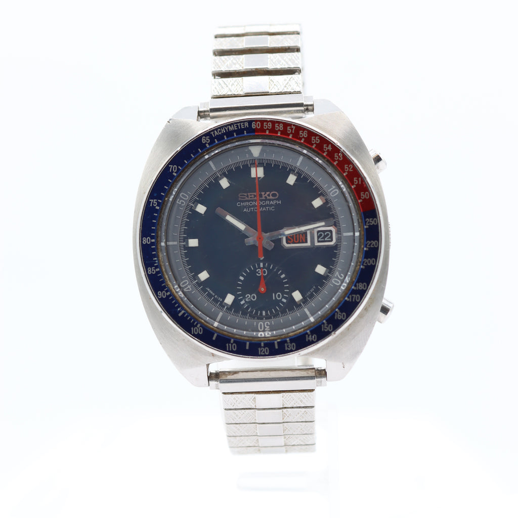 Vintage 41mm 1976 Seiko 6139-6002 Pepsi Pogue Men's Chronograph Wristwatch