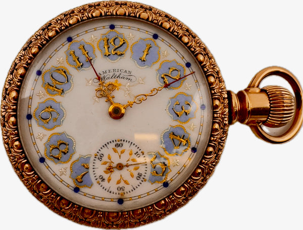 Antique 18S Waltham O'Hara Dial & Scalloped Case Pocket Watch 84 Gold Filled