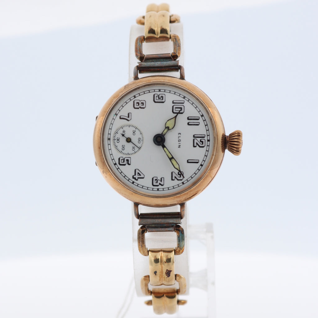 Vintage 1919 Elgin Drivers Style Men's Mechanical Wristwatch 463 USA 14k GF