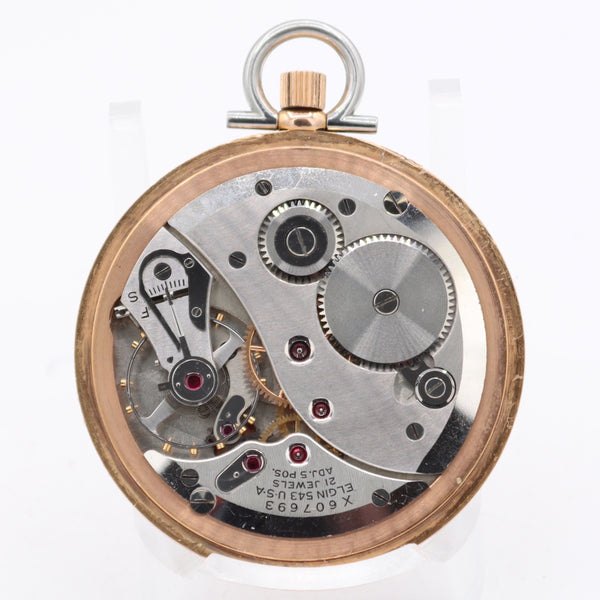 Vintage 1941 Lord Elgin Salmon Dial Mechanical Pocket Watch 543 Steel & GF