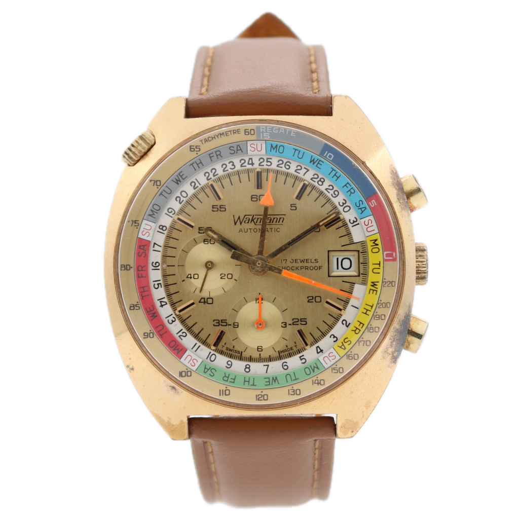 Wakmann 9804 Regatta Yachting Men's Automatic Wristwatch Gold Plated Serviced