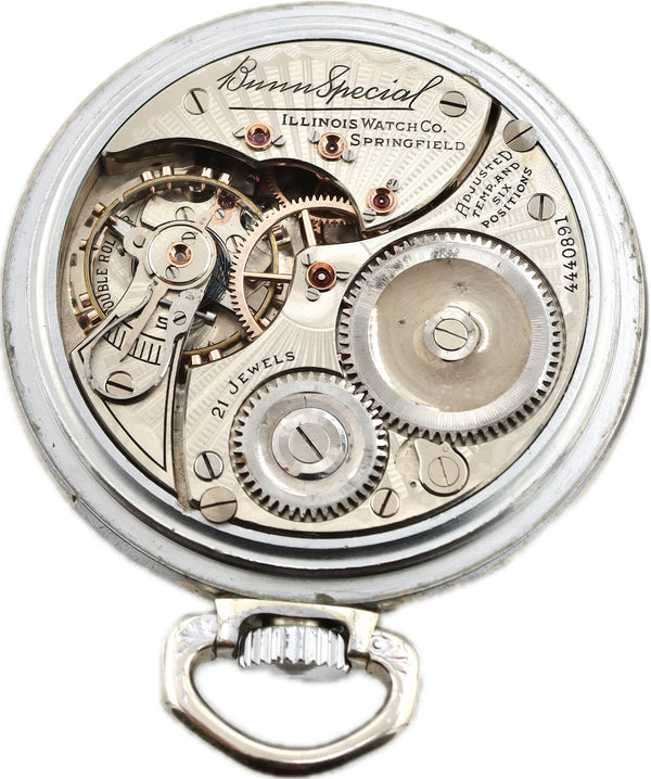 Antique 16 Size Illinois Mechanical Railroad Pocket Watch Bunn Special 10k GF
