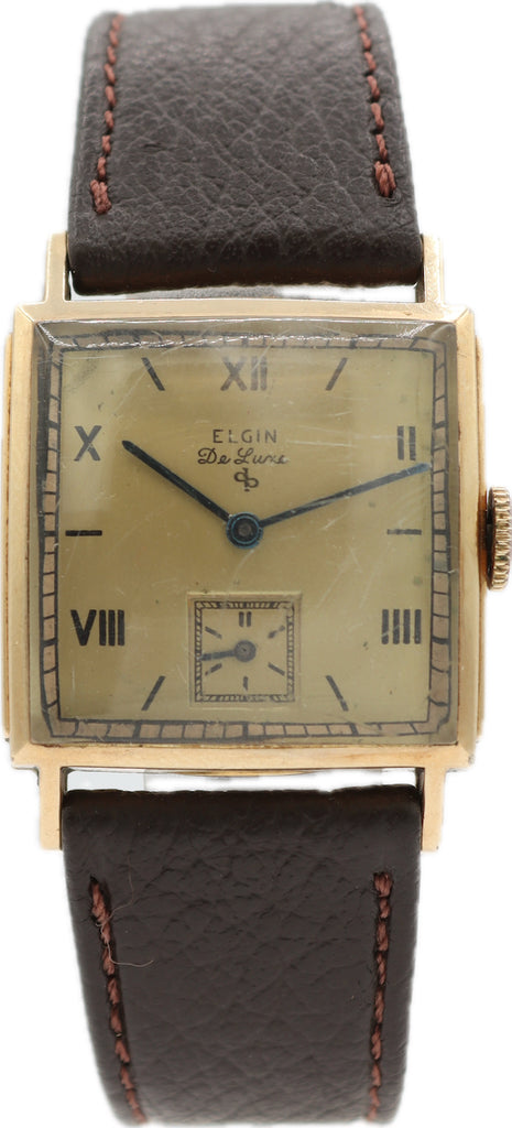 Vintage Elgin De Luxe Men's Mechanical Wristwatch 555 USA 10k Gold Filled