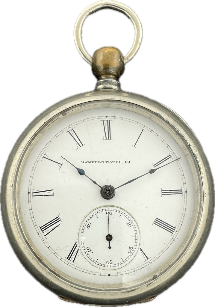 Antique 18 Size Hampden 11 Jewel Key Wind Pocket Watch Grade Hayward Silveroid