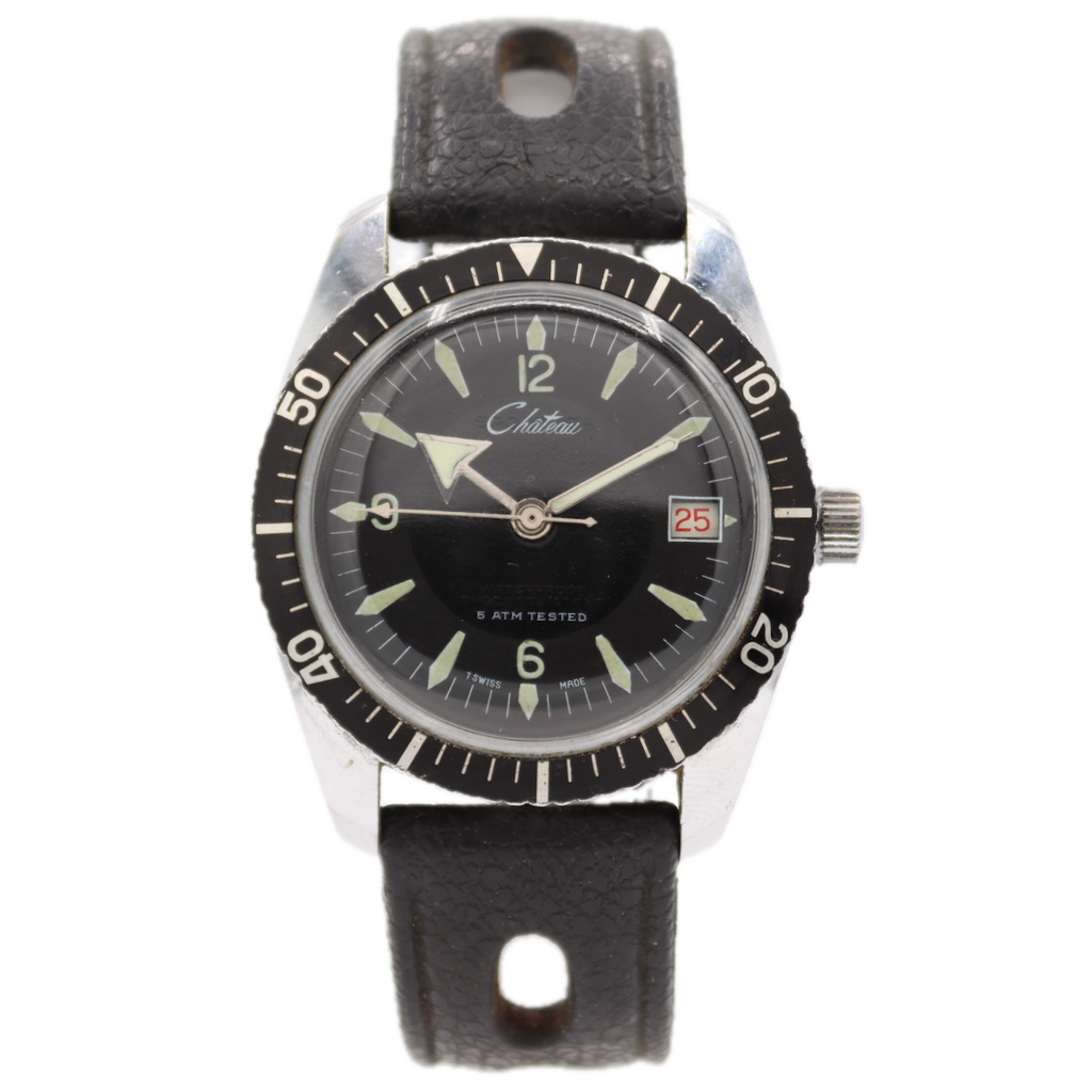 37mm Chateau Sportesa Diver Men's Mechanical Wristwatch Swiss Steel Waterproof