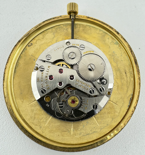 Vintage Wittnauer Geneve Date Mechanical Pocket Watch C11K-1 Gold Tone