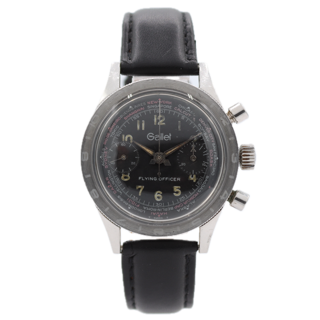 Vintage Gallet Flying Officer Men's Chronograph Wristwatch Landeron 149 Steel