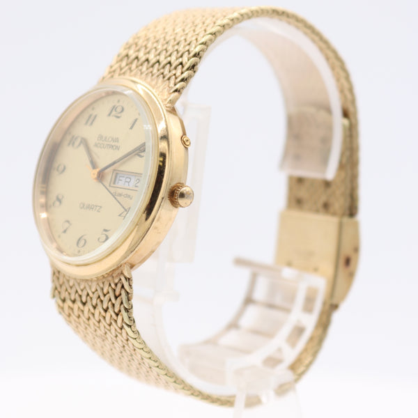 34mm 1979 Bulova Accutron Dual Day Men's Quartz Wristwatch 10k RGP Gold Dial