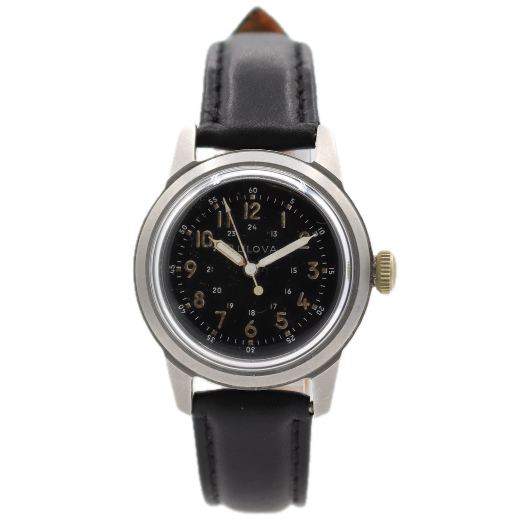 Vintage 32mm Bulova Military Hack Set Men's Mechanical Wristwatch 10BNCH Steel