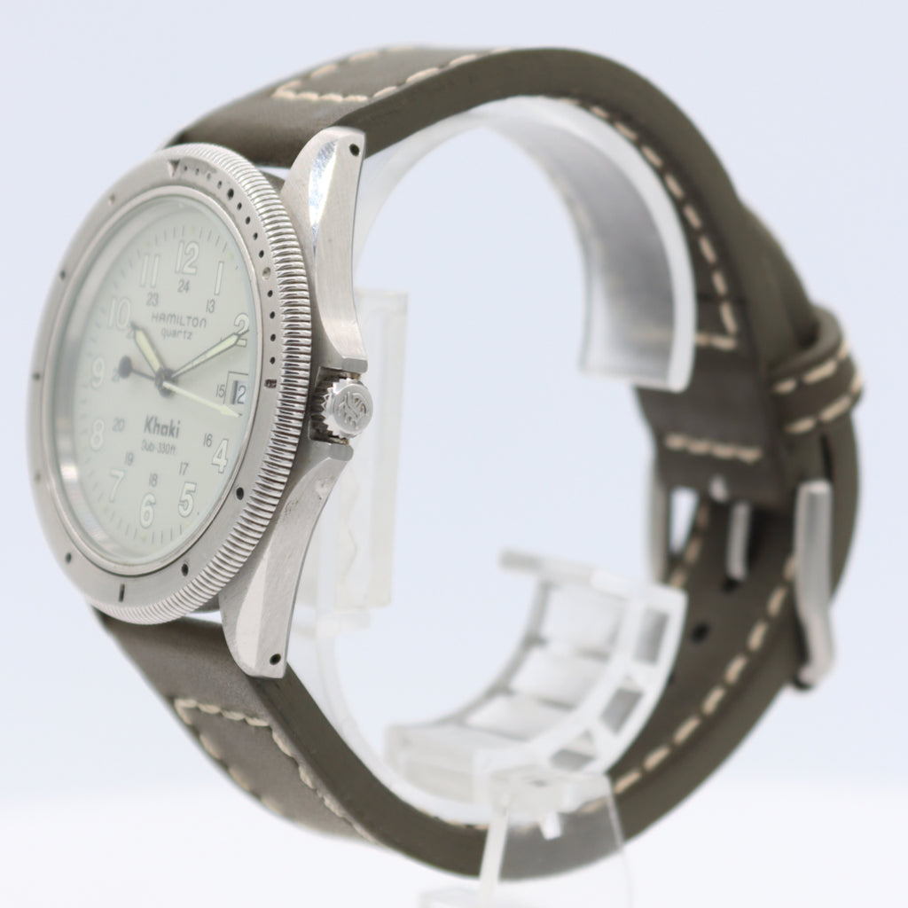 Vintage 39mm Hamilton 9859A Khaki Sub 330 Men's Quartz Wristwatch