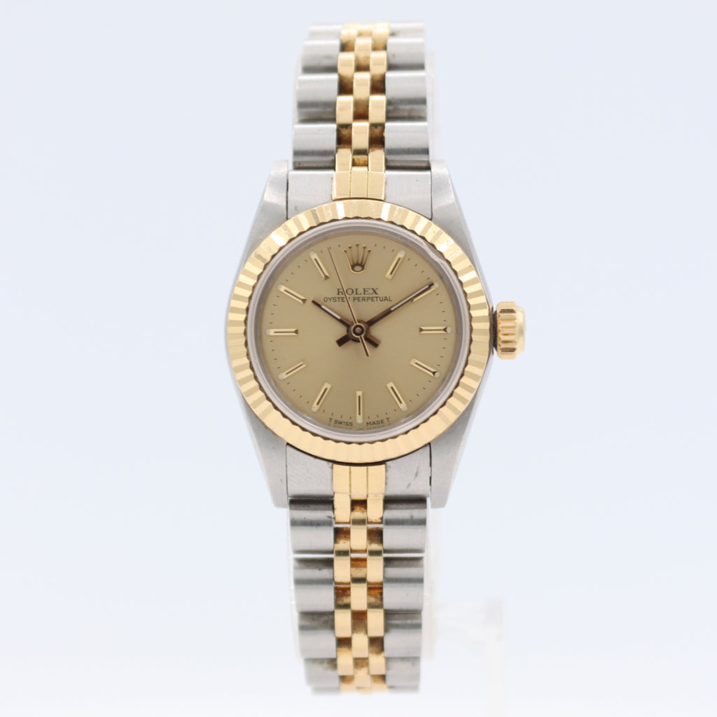 1986 Rolex 67193 Oyster Perpetual Lady Automatic Wristwatch 2130 Swiss Two Tone