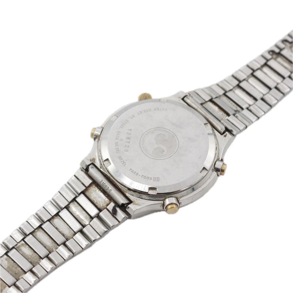 ワケ有り　日本の古銭コレクション フレーム付き Vintage Seiko 7A48-7009 Moon Phase Men's Quartz Chronograph