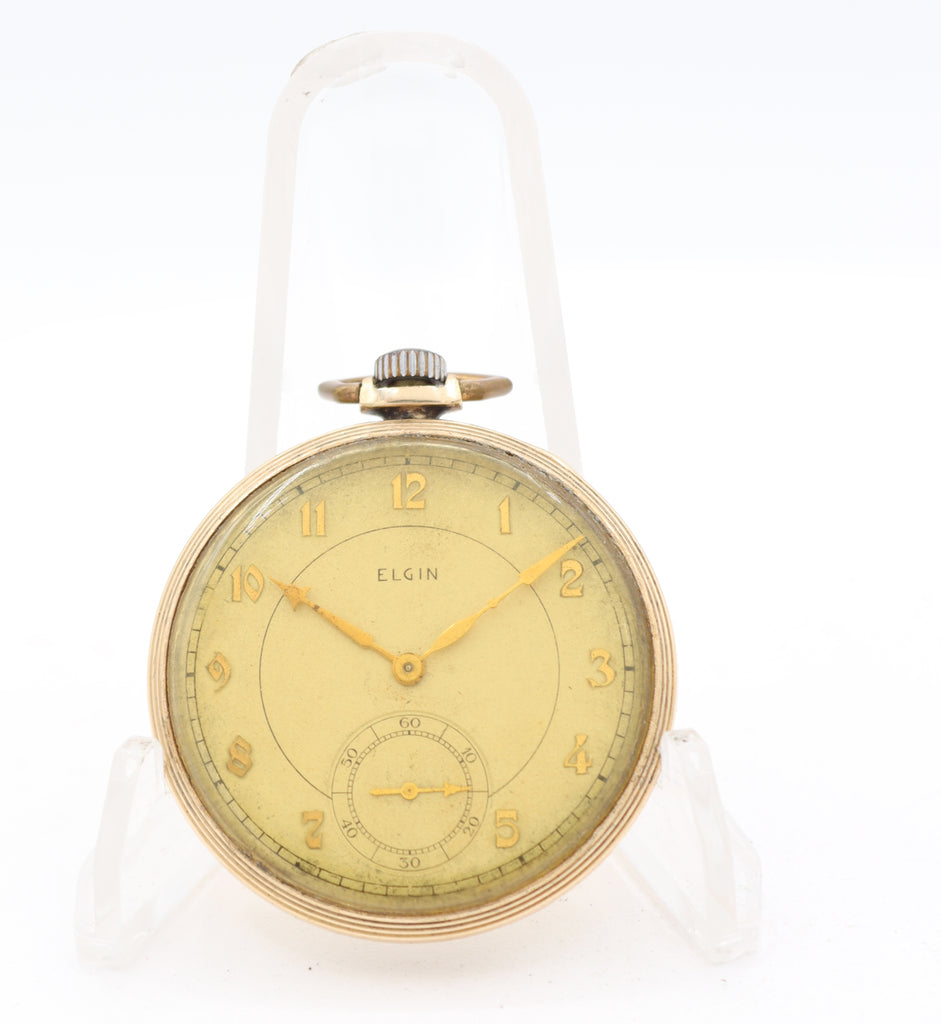 Vintage 10s 1942 Elgin 15 Jewel Mechanical Pocket Watch 546 10k Gold Filled