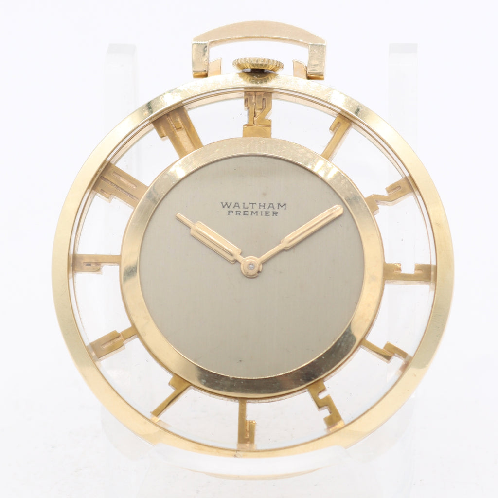 Antique 6/0s 1934 Waltham Skeleton Case Mechanical Pocket Watch No. 567 USA