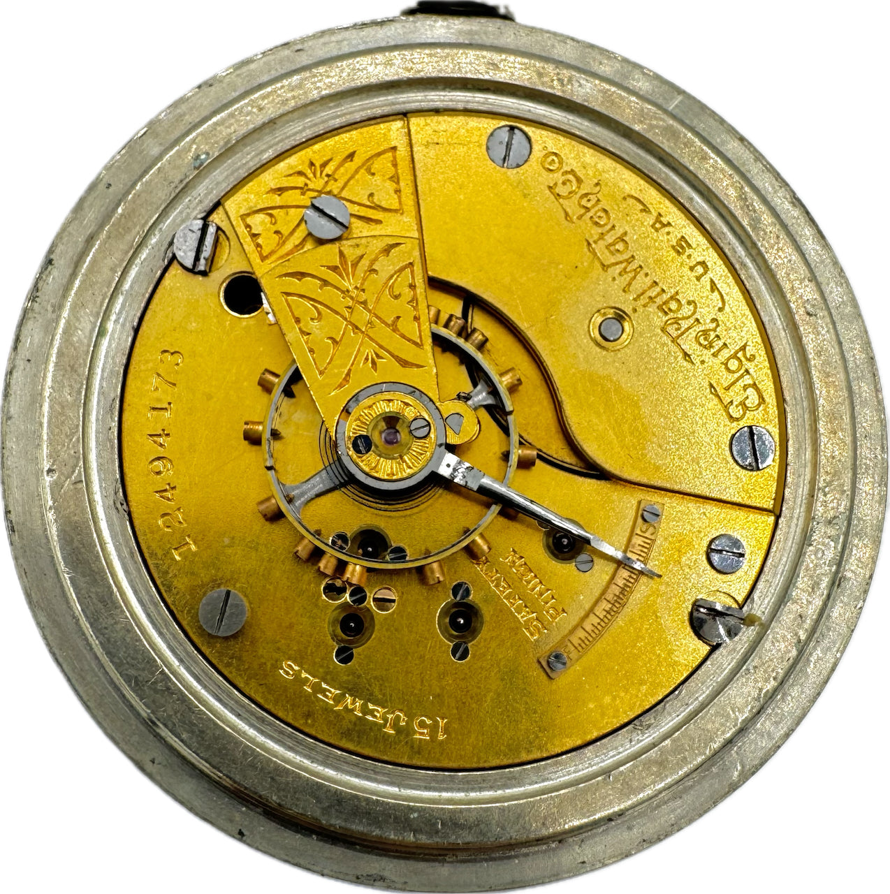 Antique 18S Elgin Gilt Dial Mechanical Pocket Watch 326 Silverode Coin ...