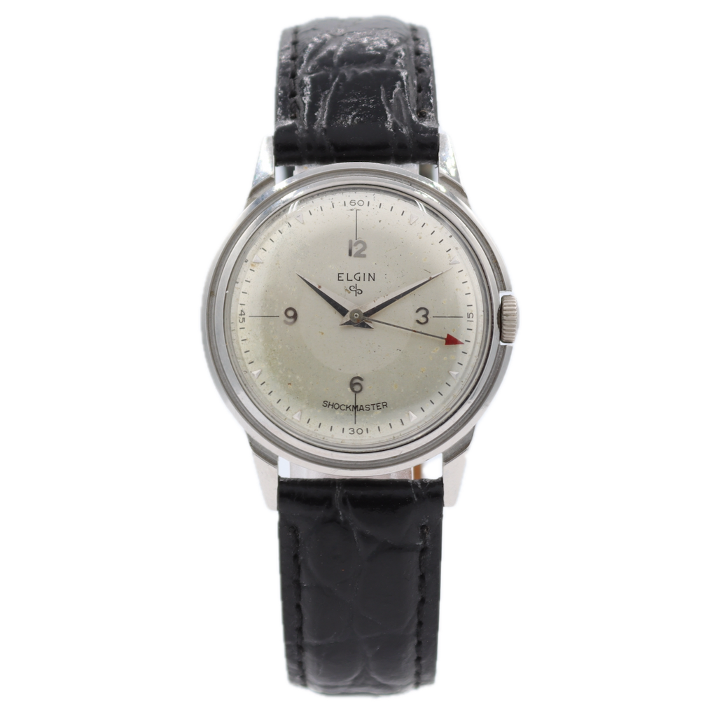Vintage Elgin 5912 Red Pointer 17J Men's Mechanical Wristwatch 629 Swiss Steel