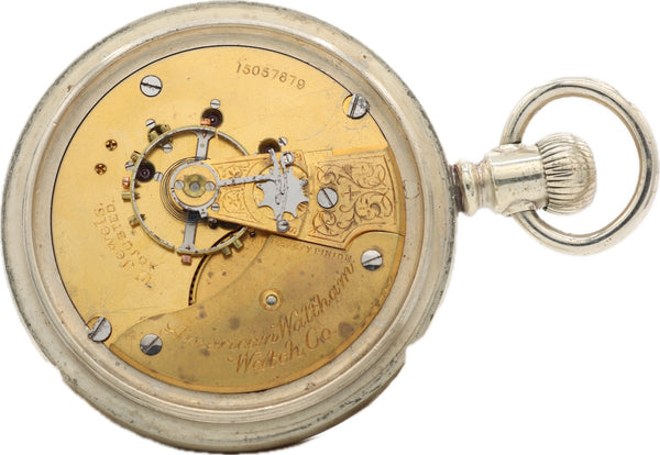 Antique 18 Size 1906 Waltham Coin Edge Mechanical Pocket Watch No. 85 Oresilver