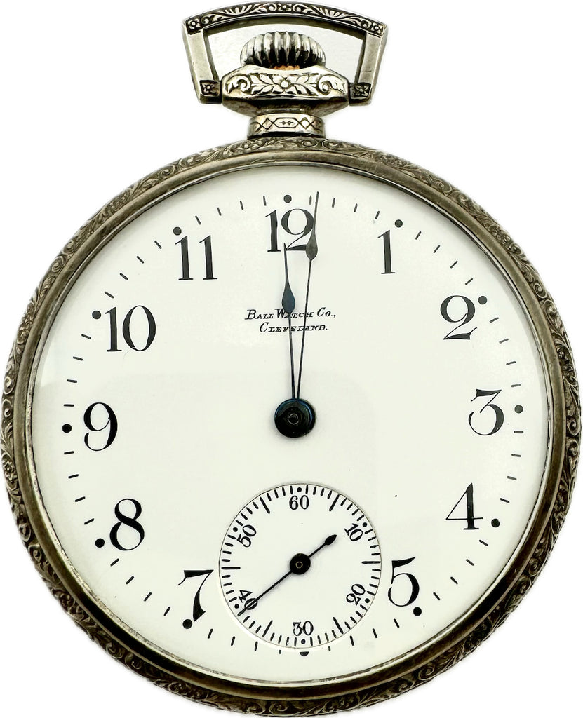 Antique 16S Ball 17 Jewel Mechanical Open Face Pocket Watch Waltham Nickel