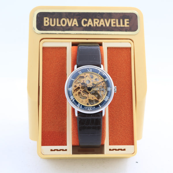Vintage 34mm Caravelle Skeleton Dial Men's Mechanical Wristwatch 1241.50 Runs