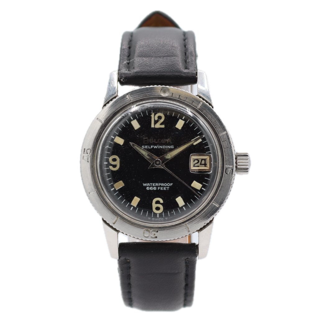 Vintage 35mm Bulova 386-4 Devil Diver Men's Automatic Wristwatch 11 ALACD Steel