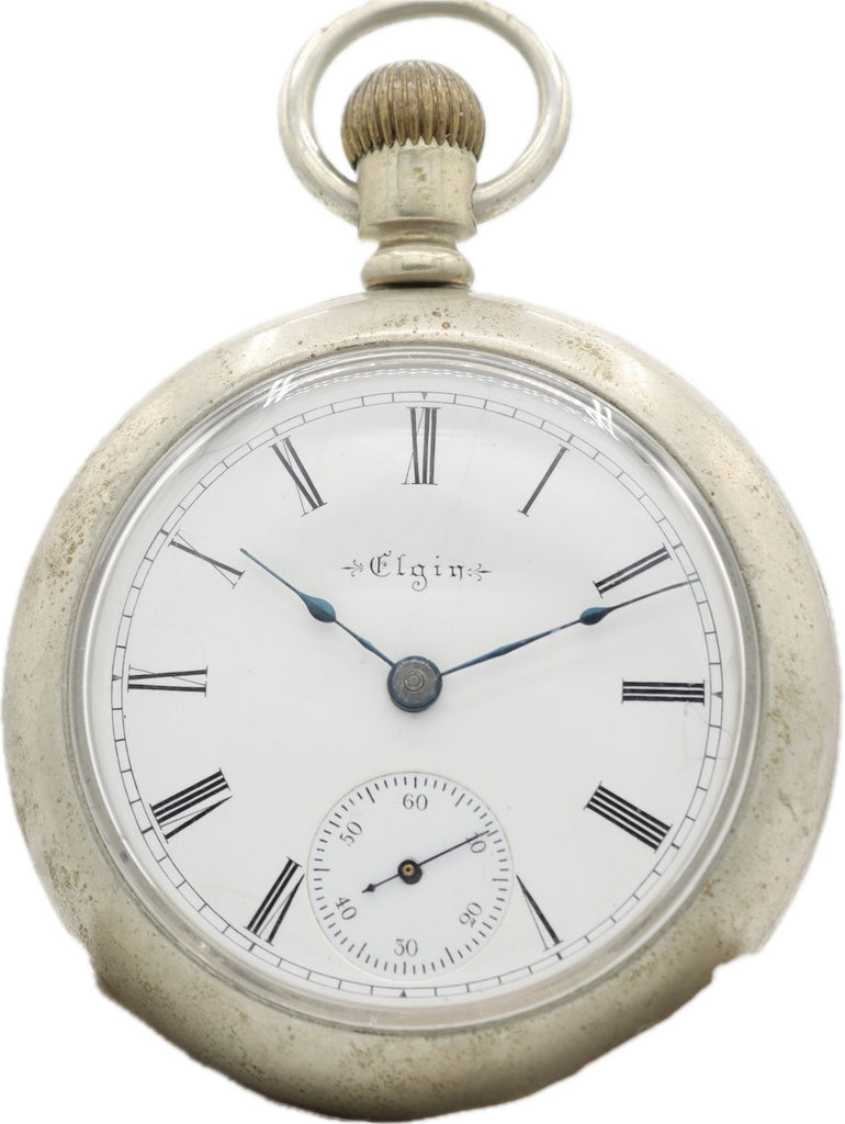 Antique 18 Size Elgin Mechanical Open Face Pocket Watch Grade 294 Silveroid