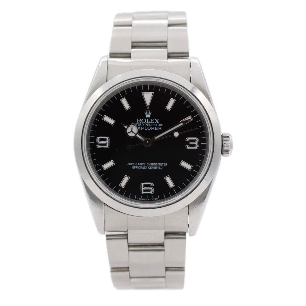 35mm 1996 Rolex 14270 Explorer I Black Men's Automatic Wristwatch Swiss Steel