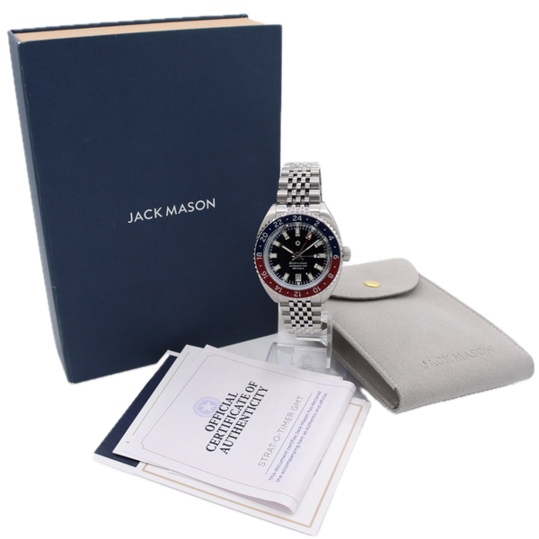 41mm Jack Mason Strat-O-Timer GMT Men's Automatic Wristwatch USA Steel Full Kit