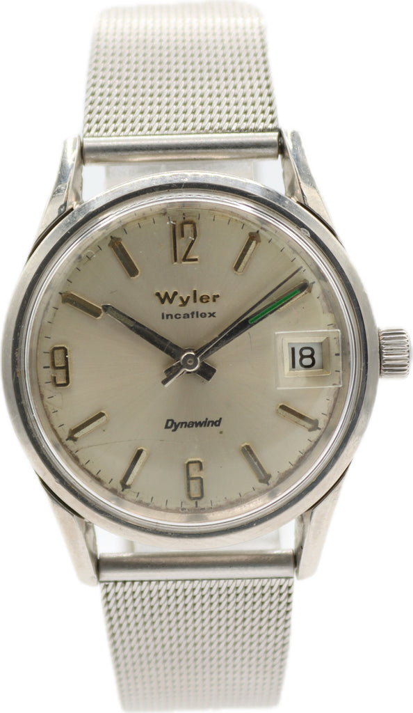 Vintage 33mm Wyler Incaflex Men's Mechanical Wristwatch Dynawind Steel