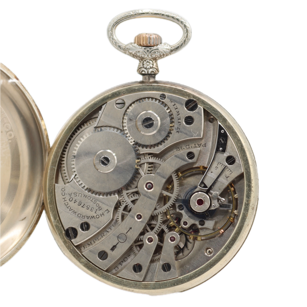 Antique Howard Roman Dial Pinstripe Mechanical Pocket Watch Series 7 14k GF