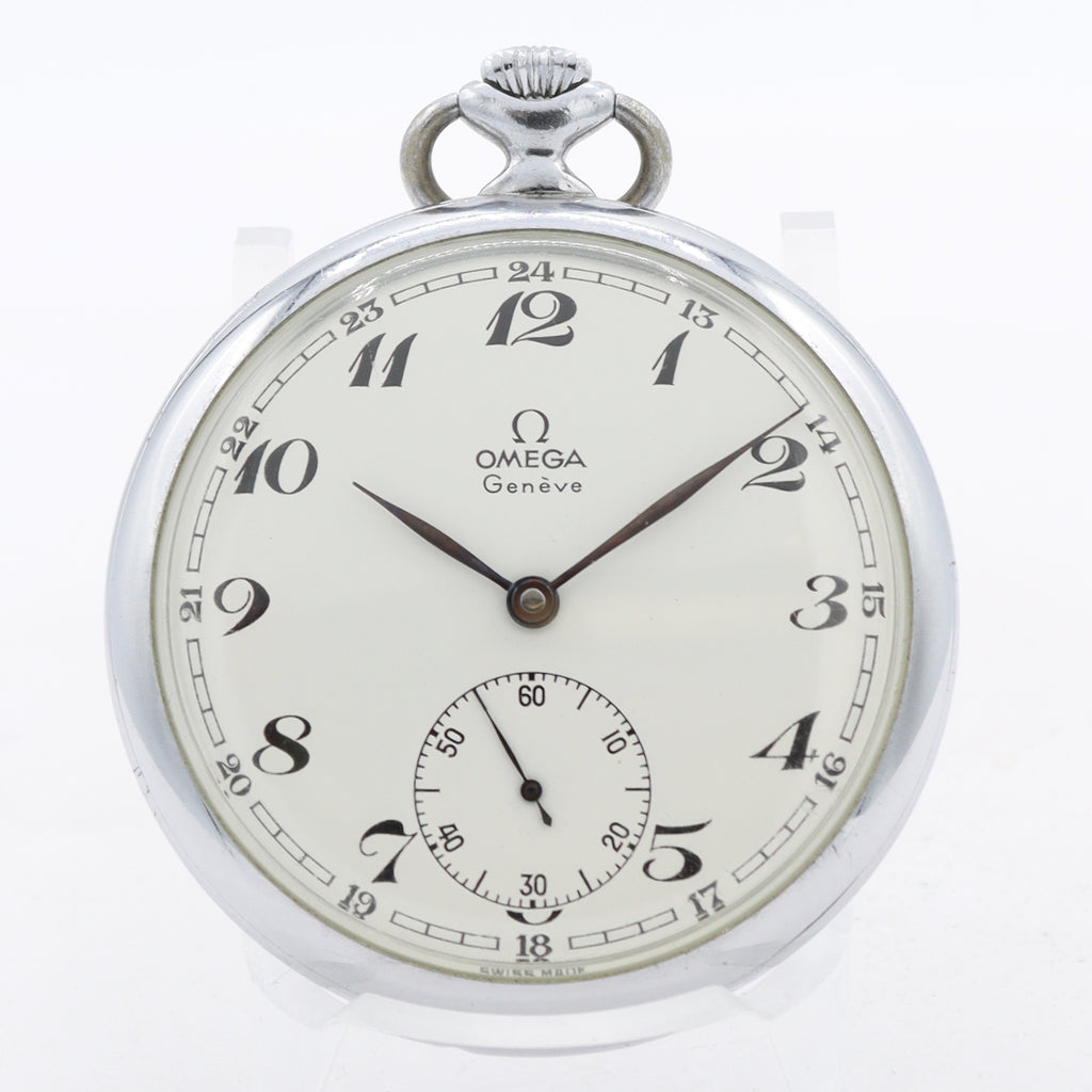 Antique 48mm Omega Geneve w/Box 17 Jewel Mechanical Pocket Watch 830 Swiss