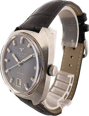 Vintage Wittnauer 17 Jewel Men's Automatic Wristwatch C11KAS-1 Steel w Blue Dial