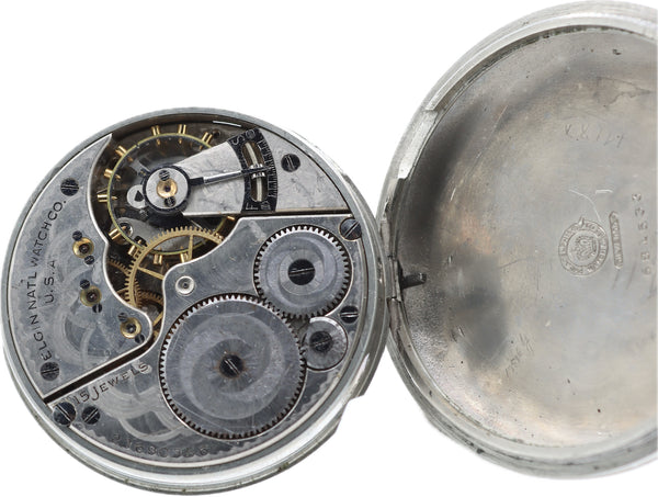 Antique 16 Size Elgin Swing Out Mechanical Pocket Watch Grade 313 Nickel Runs