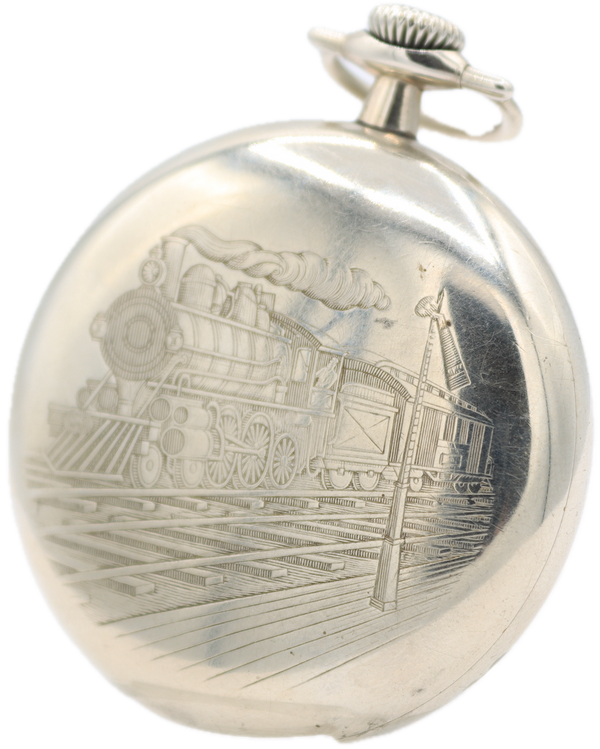 Antique 18s 1918 Waltham Locomotive 17J Pocket Watch P.S. Bartlett Silveroid