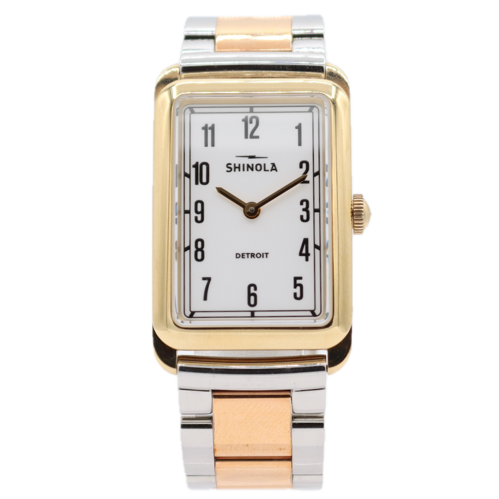 24mm Shinola Muldowney Ladies Quartz Wristwatch USA Stainless Steel Two Tone