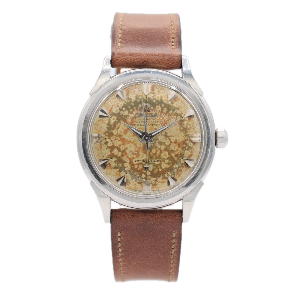 Vintage 35mm Omega 2852 Constellation Pie Pan Men's Automatic Wristwatch Steel