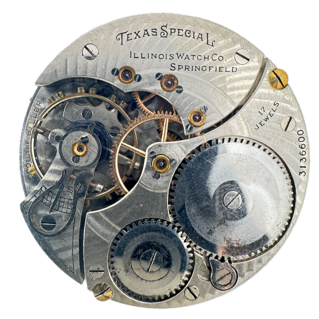 Antique 16s 1917 Illinois Texas Special Mechanical Pocket Watch Movement 604