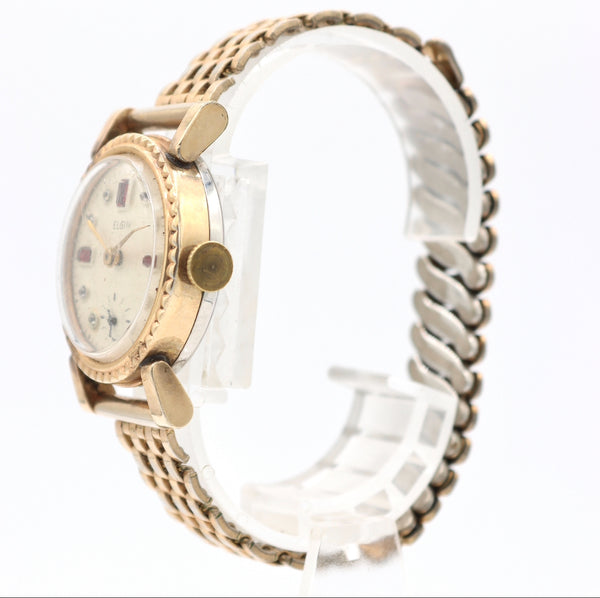 Vintage Elgin Jeweled Dial & Coin Style Bezel Men's Mechanical Wristwatch 485
